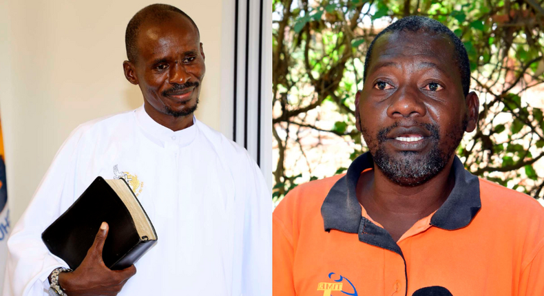 A collage image of New Life Prayer Centre and Church's pastor Ezekiel Odero (L) and Paul Mackenzie