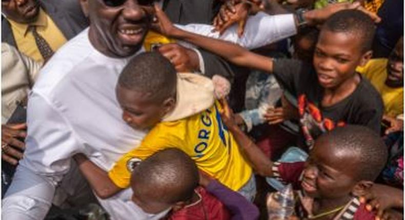 Governor Godwin Obaseki of Edo State and children