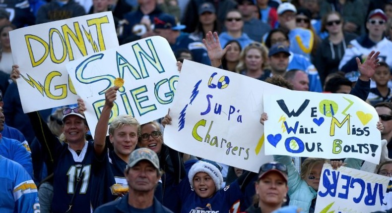 San Diego Chargers fans will lose their team to Los Angeles