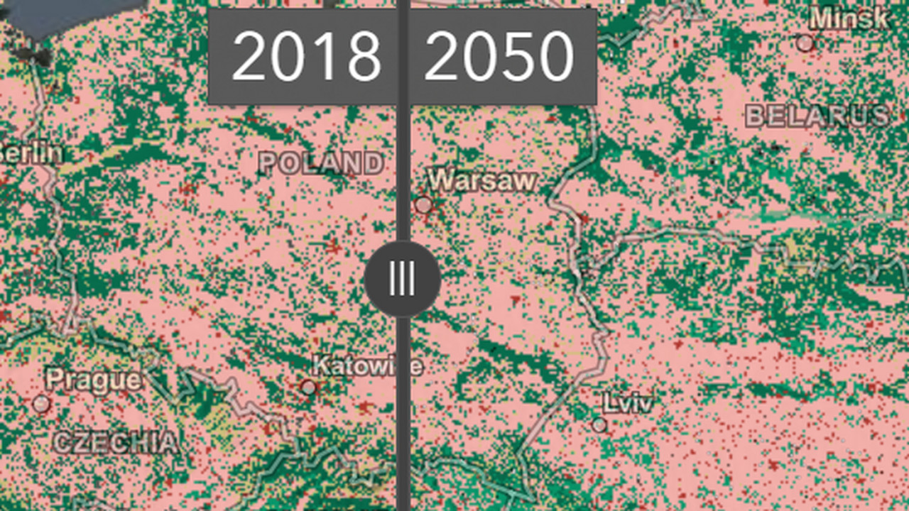 Tak będzie wyglądać Polska w 2050 r. Przesuń suwak i przenieś się w przyszłość