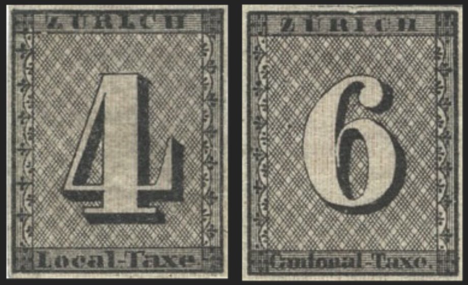 1843 Szwajcaria: Zurich 4 i 6