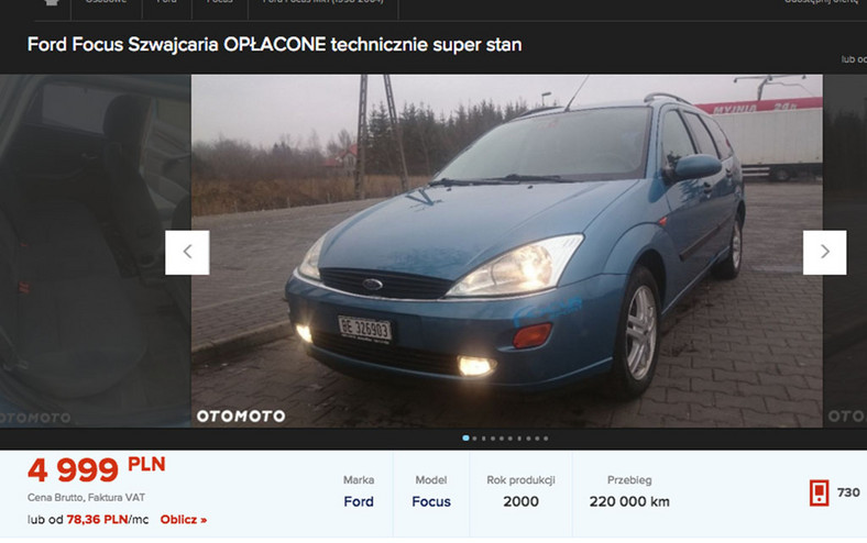 Ford Focus rok produkcji 2000 cena 4999 zł