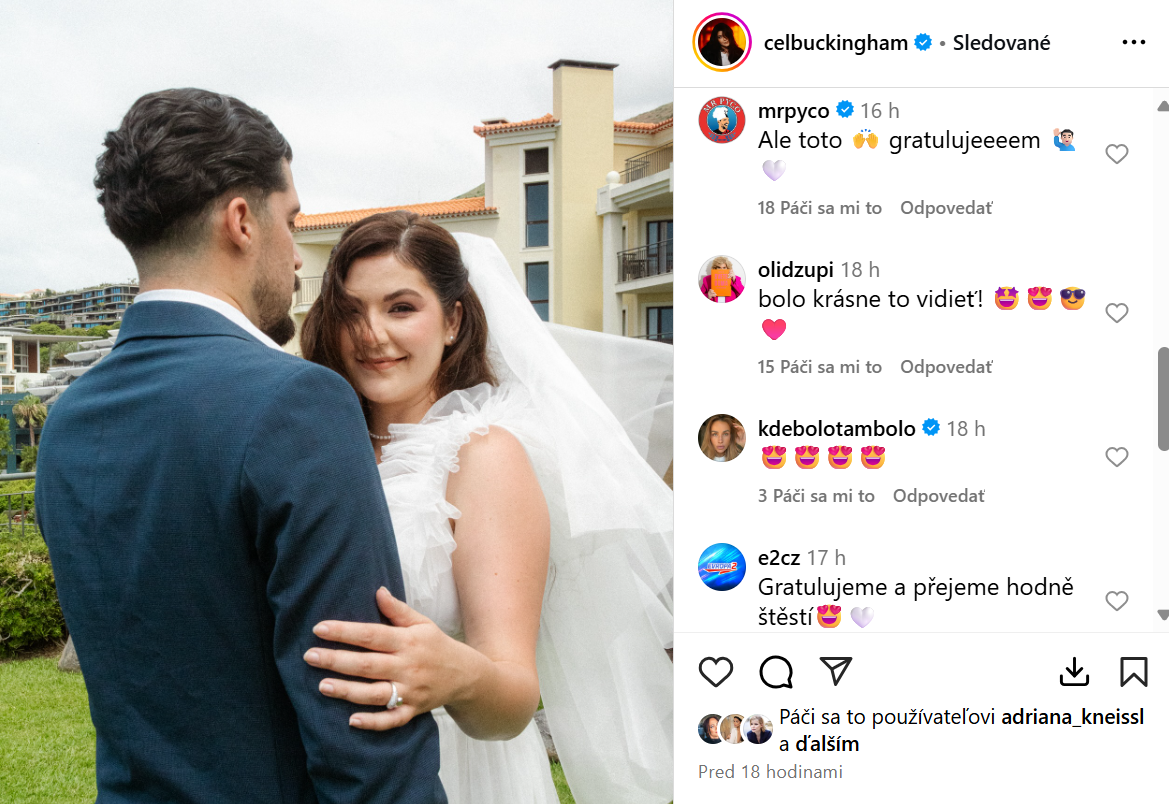 Známe tváre gratulovali Celeste Buckingham k svadbe. 