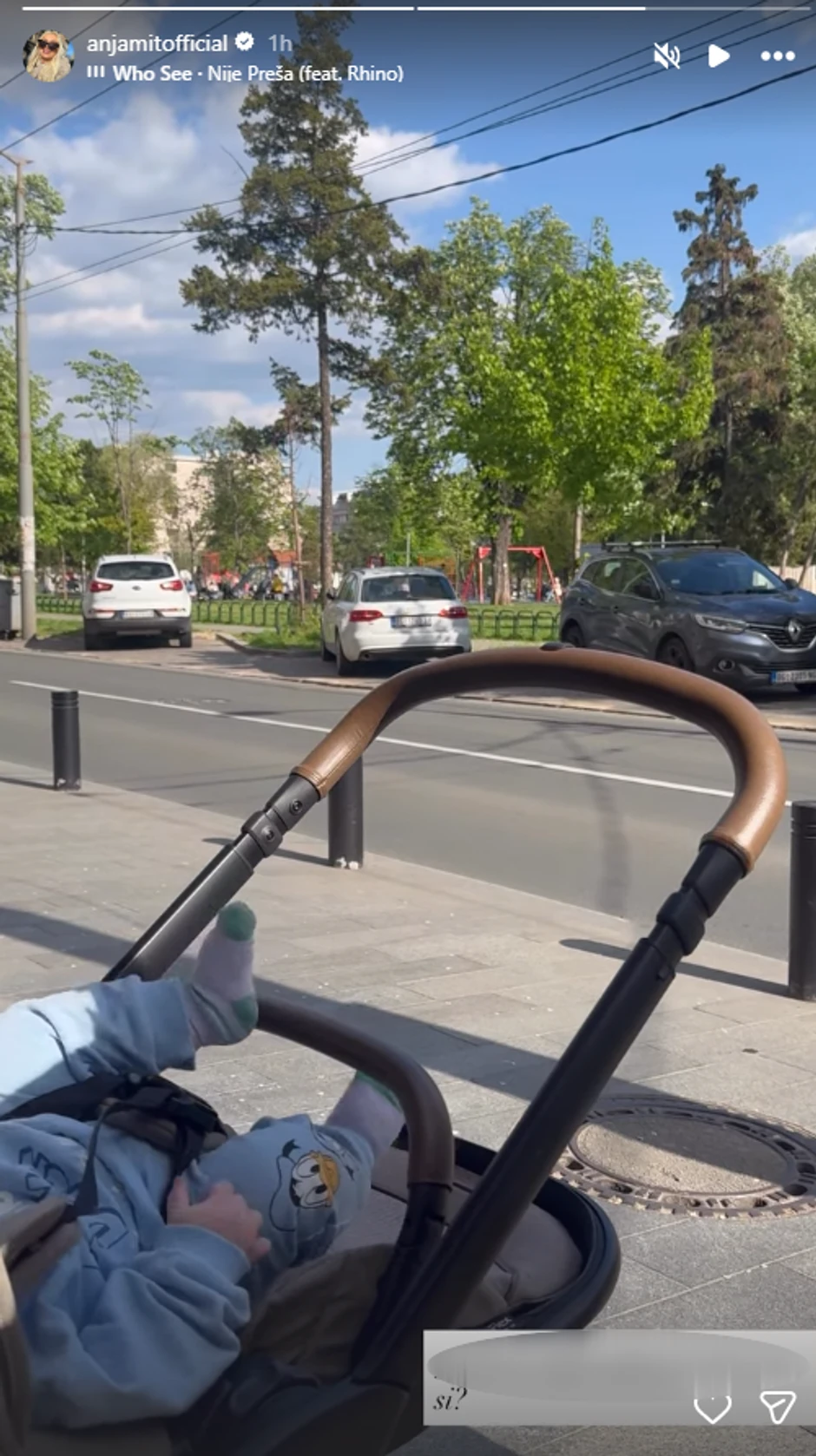 Anja Mit sa sinom u šetnji