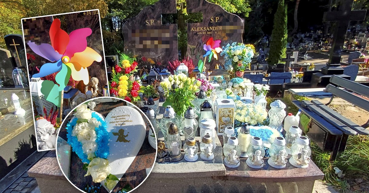 Ludzie przystają i patrzą na to przez łzy. Tu spoczywa zamordowany 6-letni Oluś