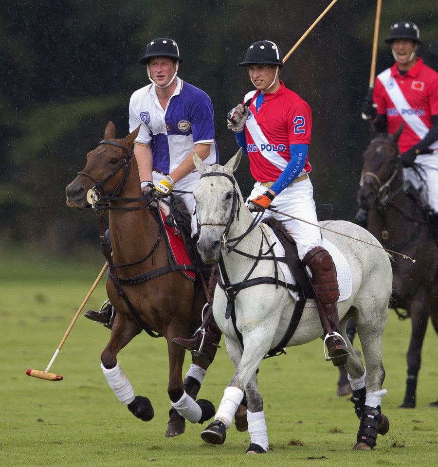 Książę William i książę Harry na meczu polo