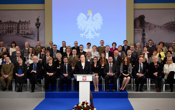 Premier Ewa Kopacz podczas wystąpienia w związku z półroczem rządu, 31 bm. w Warszawie, PAP/Radek Pietruszka