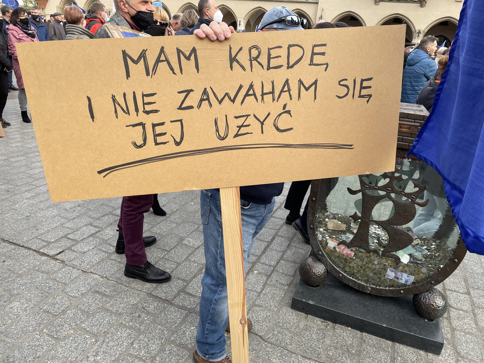 Protest przeciwko polexitowi w Krakowie