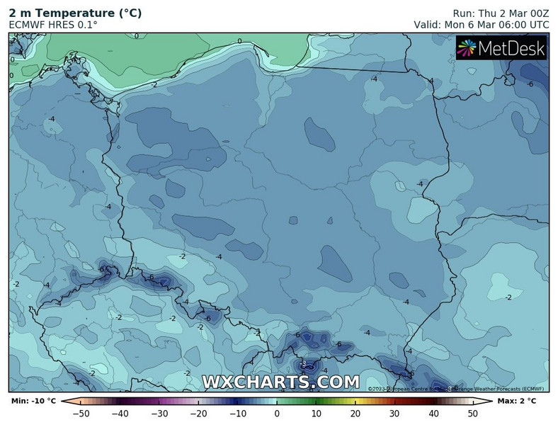 Nocami temperatura może obniżać się poniżej -5 st. C