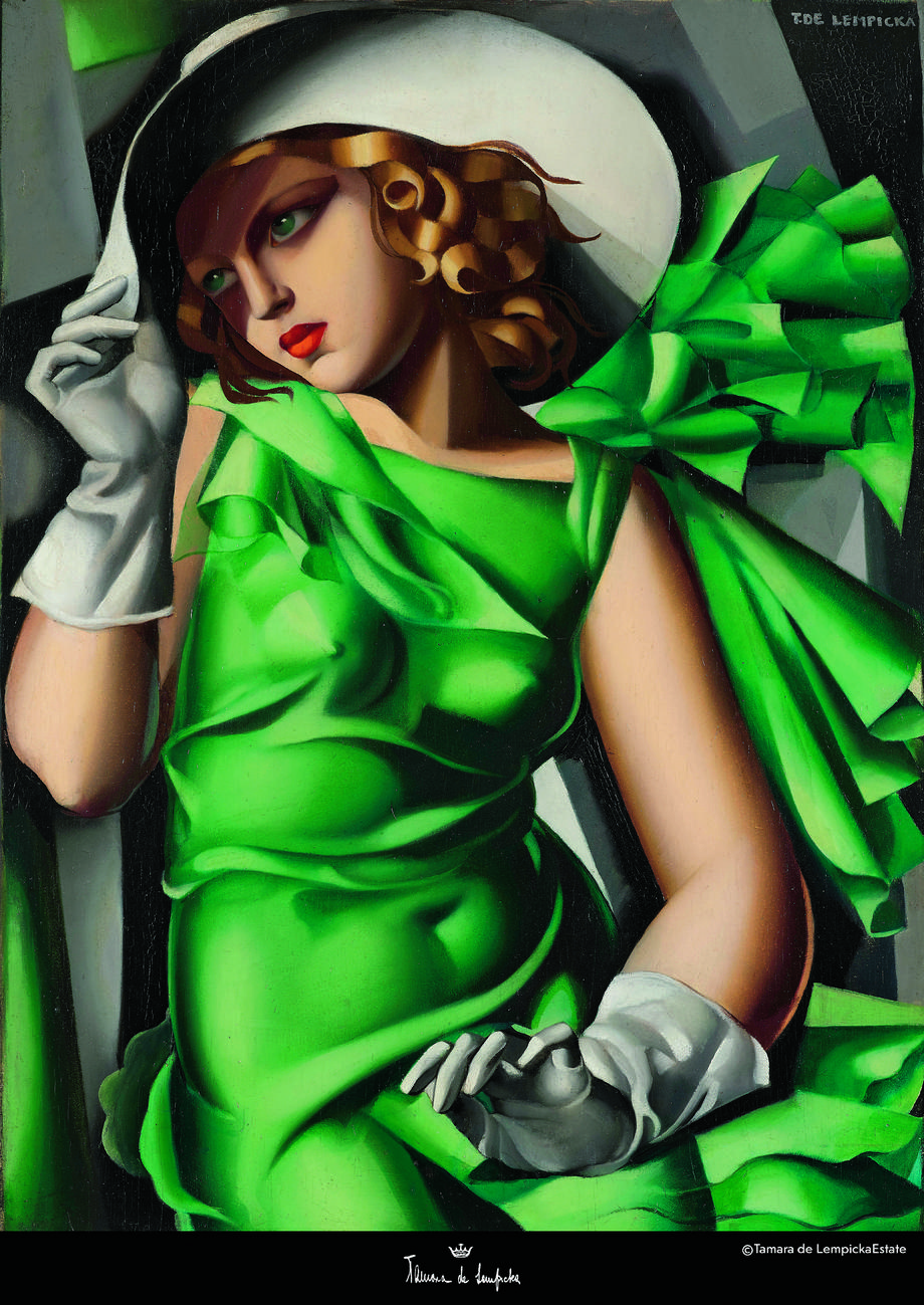 "Młoda dziewczyna w zielonej sukience", obraz Tamary Łempickiej
