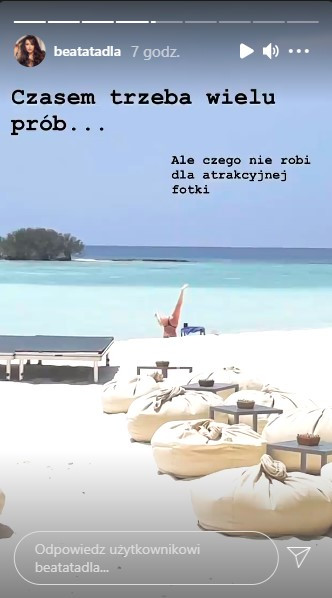 Beata Tadla na Instagramie śmieje się z plażowiczki