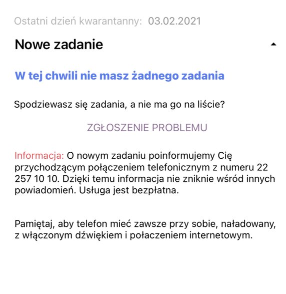 Mam czekać na nowe zadanie i trzymać telefon przez całą dobę przy sobie