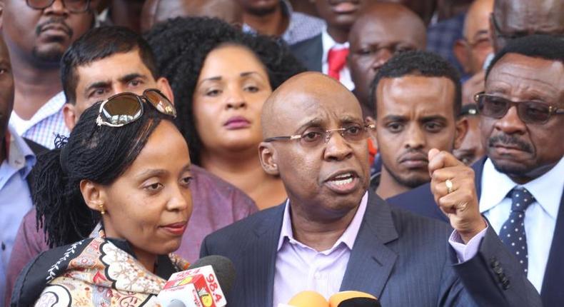 Nairobi businessman Jimmy Wanjigi with his wife Irene Nzisa during a past presser