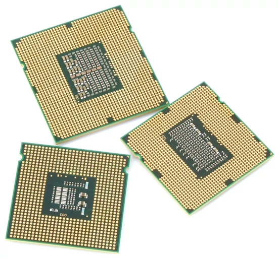 Procesor u góry to Core i7 do podstawki LGA1366, ten z lewej – do LGA775, a ten z prawej to Core i5-750 do LGA1156