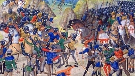 Bitwa pod Crécy na miniaturze z kroniki Froissarta (w domenie publicznej)