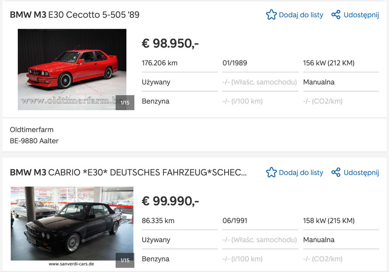 BMW E30 M3 za niemal pół miliona złotych!