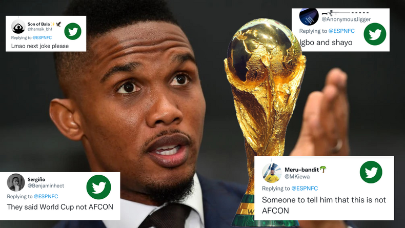 Les Nigérians réagissent sur les réseaux sociaux à la prédiction de Coupe du monde de Samuel Eto'o