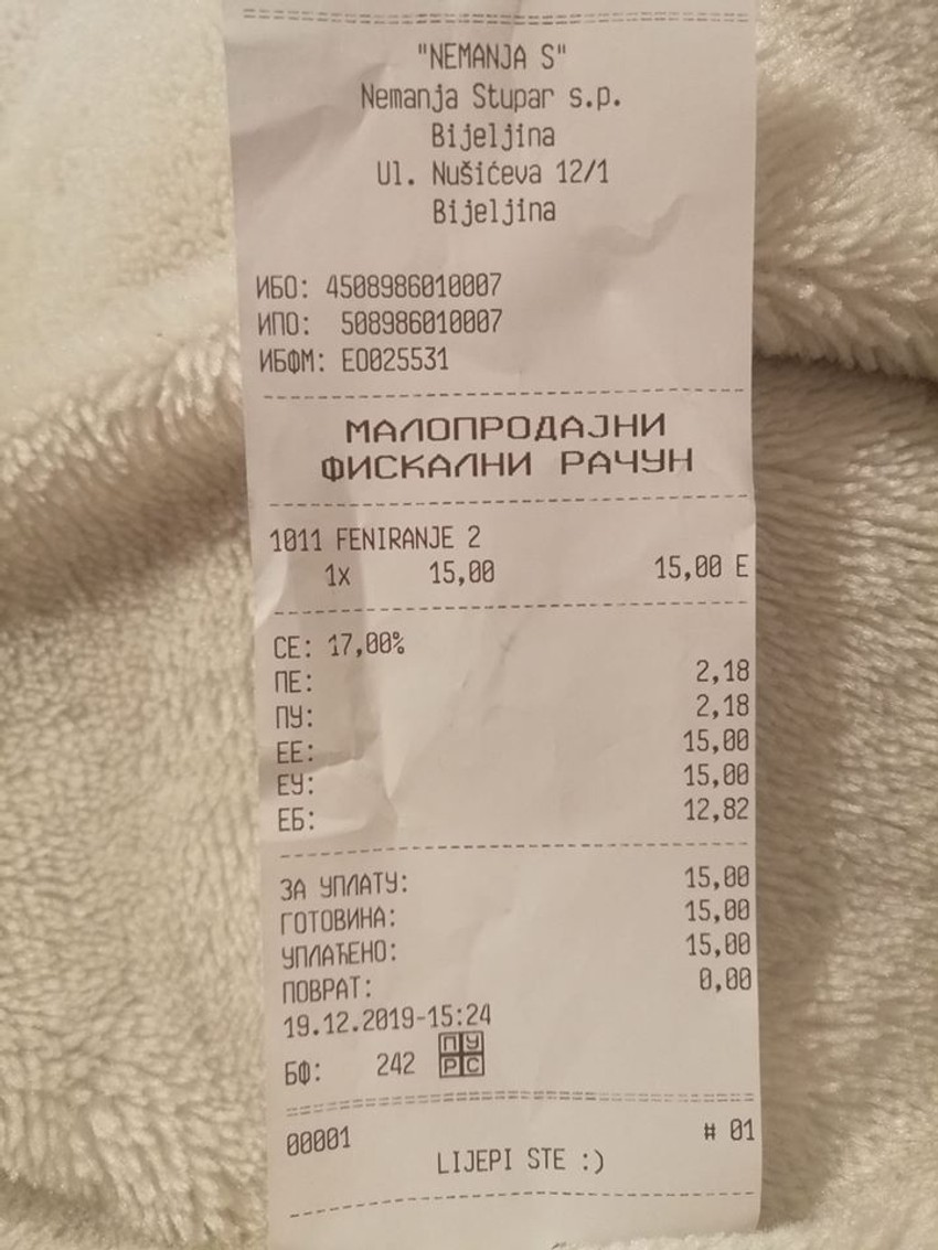 Famozni račun iz frizerskog salona