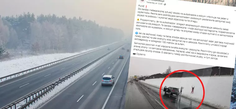 Zatrzymali się na pasie awaryjnym autostrady. Powodem nie była jednak awaria