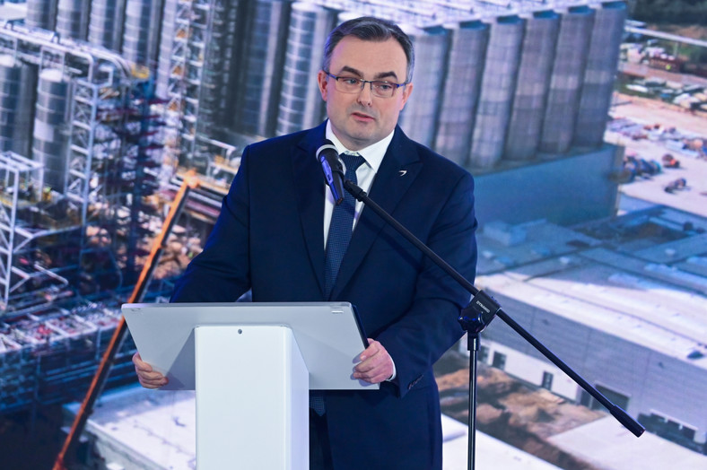Prezes Zarządu Grupa Azoty S.A. Tomasz Hinc podczas uroczystości z okazji pierwszej dostawy propanu w projekcie "Polimery Police", 22 grudnia 2022 r.