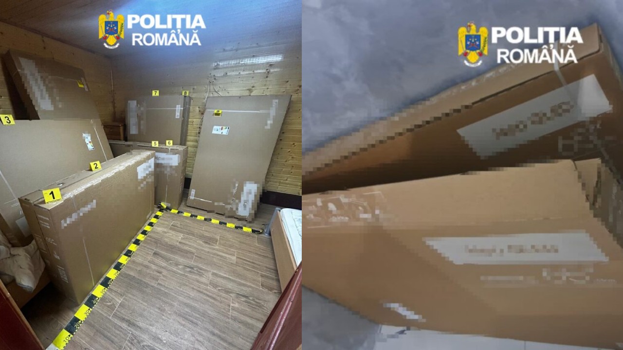 Cinci bărbați din Olt au furat 41 de televizoare direct din remorca unui TIR aflat în mers, pe o șosea din Mehedinți