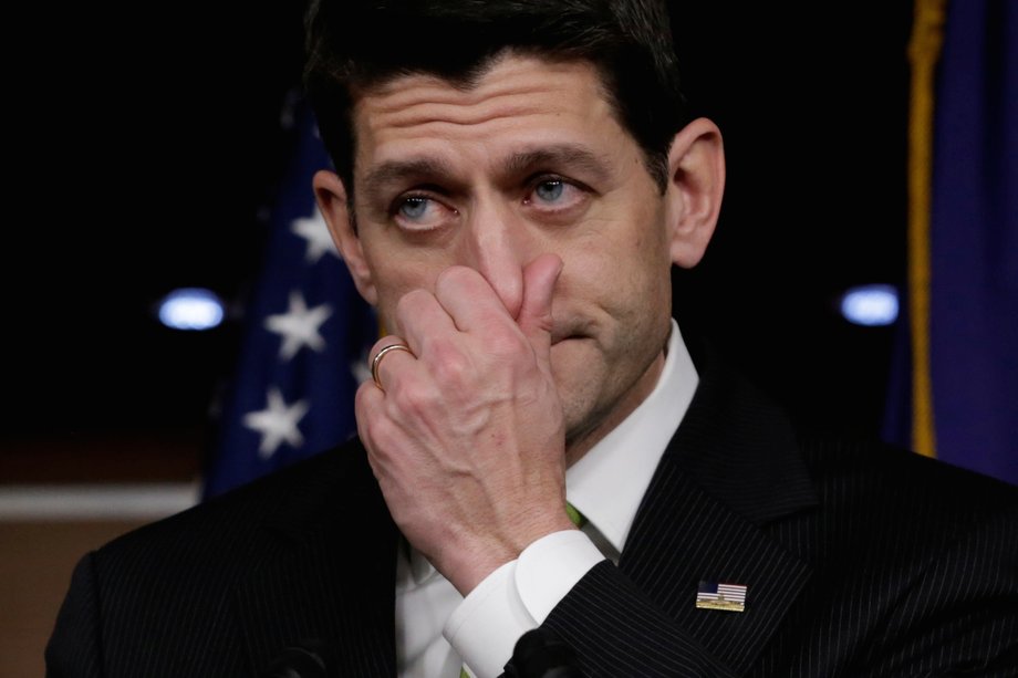 U.S. House Speaker Paul Ryan (R-WI) holds a news conference after Republicans pulled the American Health Care Act bill to repeal and replace the Affordable Care Act act known as Obamacare, prior to a vote on Capitol Hill in Washington, U.S. March 24, 2017.REUTERS/Yuri Gripas