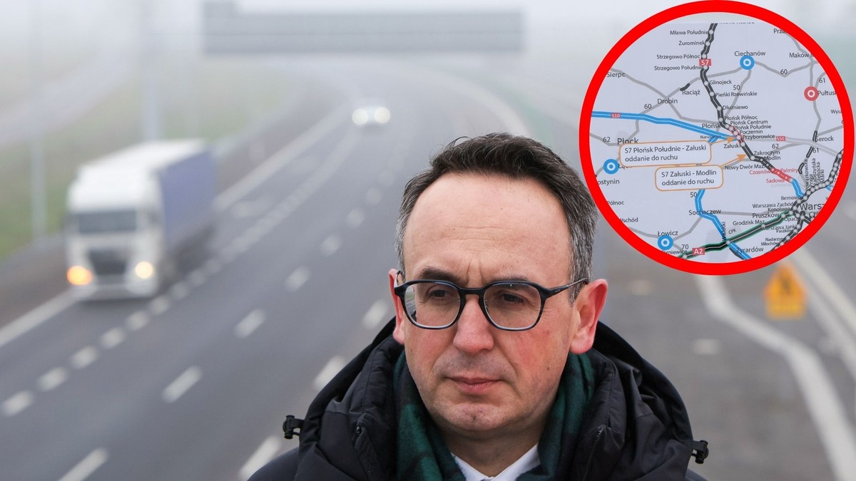 Minister Klimczak na trasie otwieranego odcinka S7 na Mazowszu.