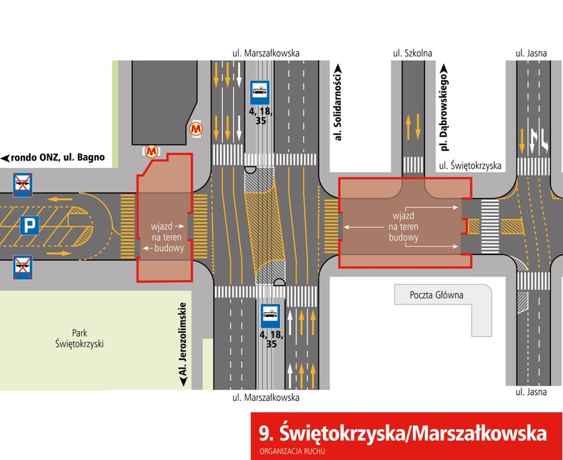 Organizacja ruchu w rejonie - Świętokrzyska - Marszałkowska - fot. matreiały prasowe Urzędu Miasta