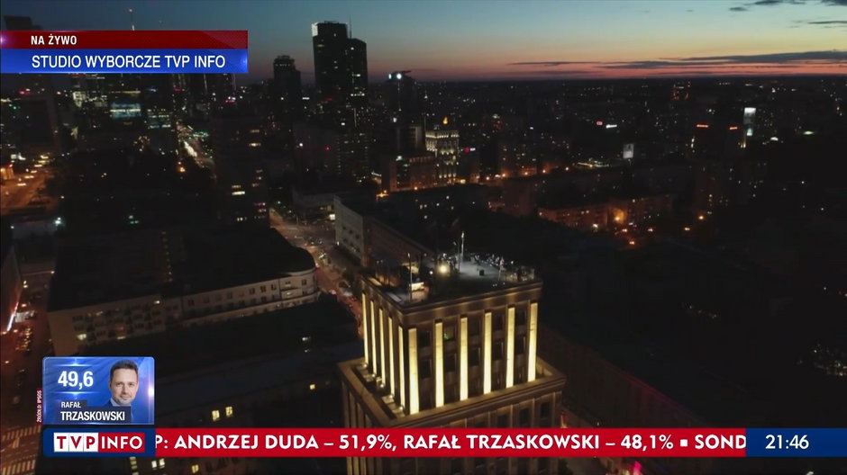 Studio wyborcze TVP na dachu wieżowca "Prudential" w Warszawie