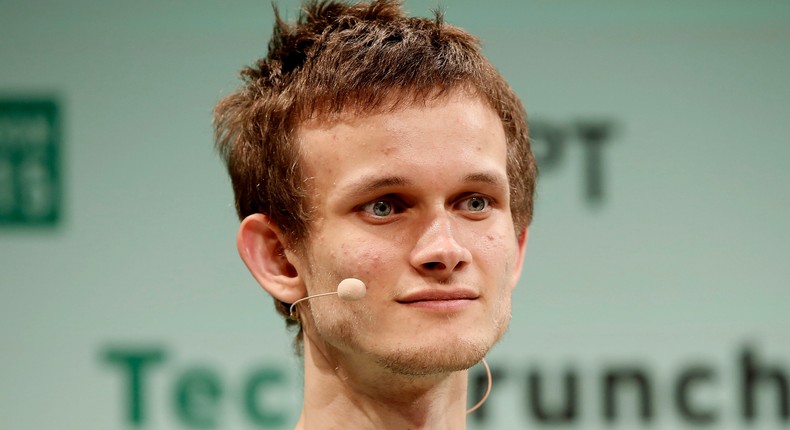 Founder of Ethereum Vitalik Buterin during TechCrunch Disrupt London on December 8, 2015 in London, England.