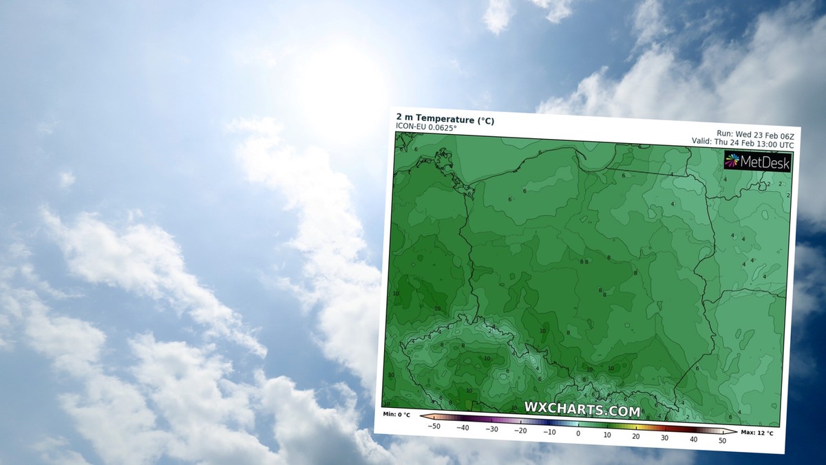 Prognoza pogody na czwartek, 24 lutego. Słońce i dwucyfrowe temperatury