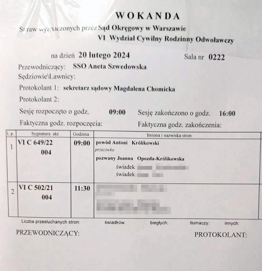 Wokanda. Rozwód Opozdy i Królikowskiego. 