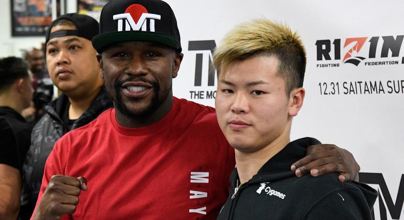 Floyd Mayweather and December 31 exhibition opponent Tenshin Nasukawa.