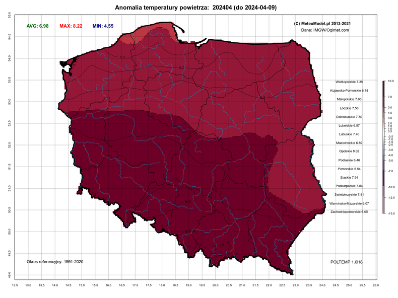 Kwiecień jak dotąd jest kolejnym bardzo ciepłym miesiącem