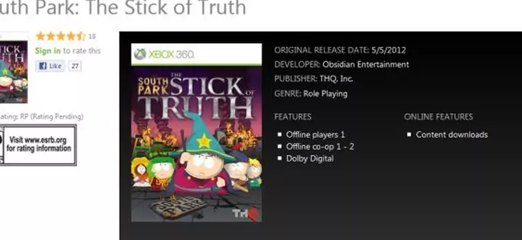 South Park: The Game to od teraz South Park: The Stick of Truth