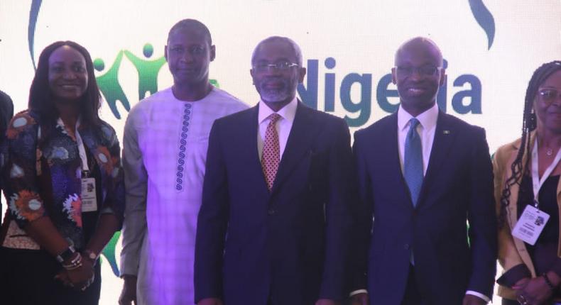 L-R: The Director, External Affairs, British American Tobacco (BAT) West and Central Africa, Odiri Erewa-Meggison; and the President, Nigeria Employers Consultative Association (NECA), Mr Taiwo Adeniyi; the Speaker, Federal House of Representatives, Mr Femi Gbajabiamila and a guest, during the maiden Nigeria Employers Summit 2022 organised by NECA at the Transcorp Hilton Hotel, Abuja, on June 20 - 21, 2022.