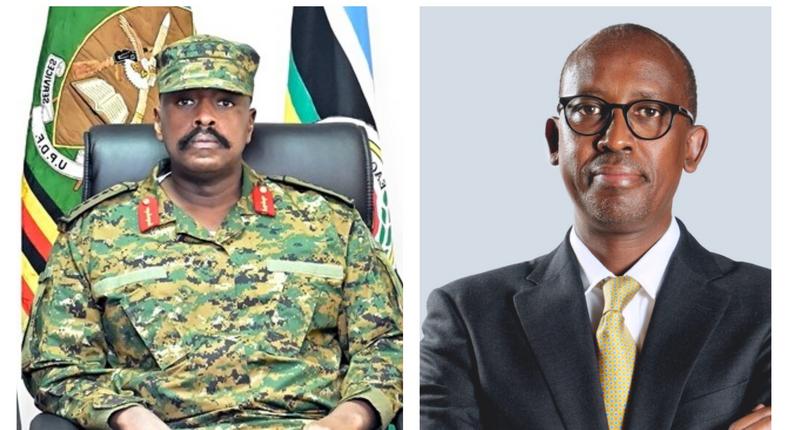 Gen Muhoozi Kainerugaba and his brother-in-law Odrek Rwabwogo