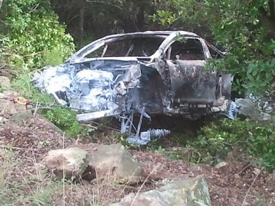 Spalony samochód Roberta Kubicy