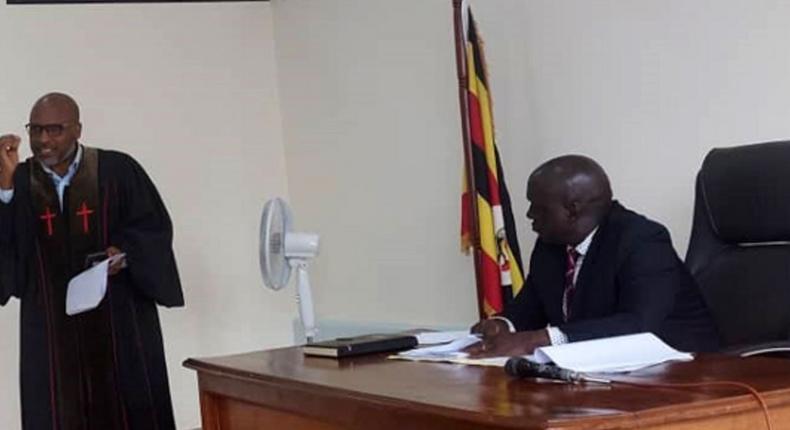 Martin Ssempa appearing before the Equal Opportunities Commission yesterday in Kampala