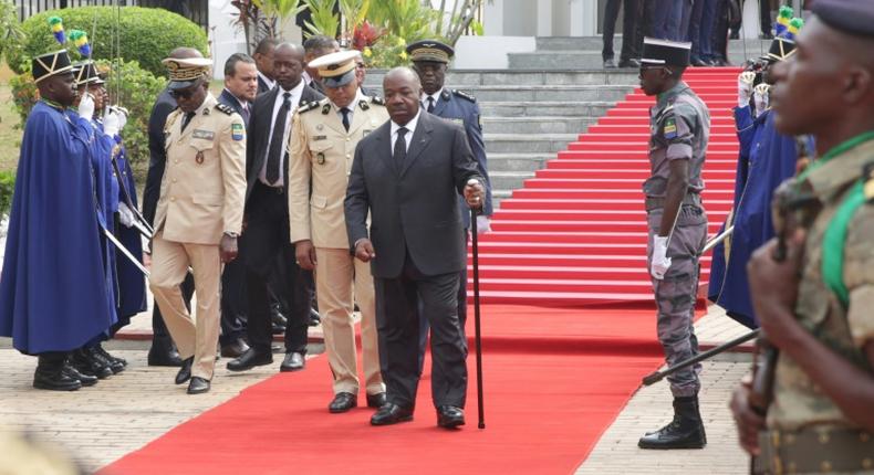 Gabon President Ali Bongo on Friday made his first public appearance outside the presidential palace since returning home in March after suffering a stroke