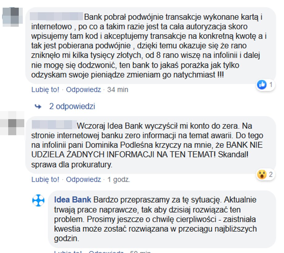 Klienci Idea Banku donoszą o awarii z podwójnym księgowaniem transakcji