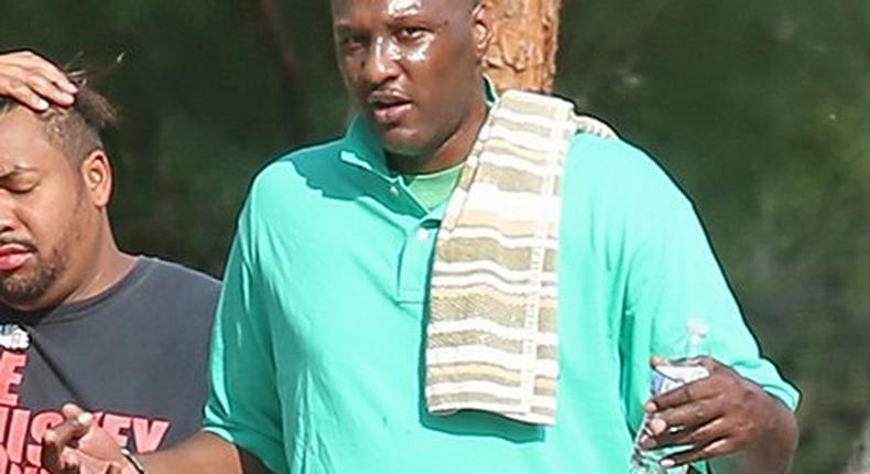 Lamar Odom working out in Las Vegas