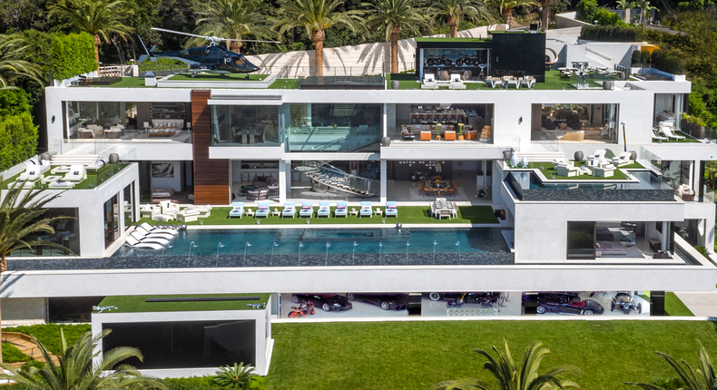 A four-level Los Angeles mega-mansion once listed for $250 million — making it the most expensive home for sale in the US at the time — is now selling at a $100 million price cut.