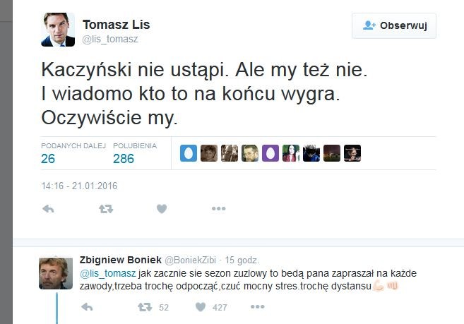 twitty Tomasza Lisa i Zbigniewa Bońka