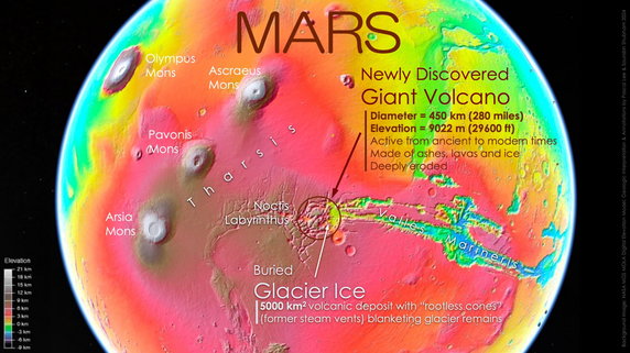 Mapa topograficzna wulkanu Noctis