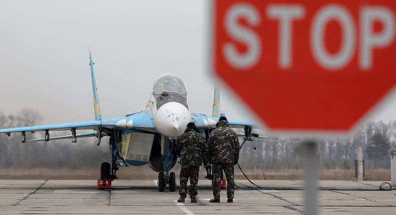 Ukrainian Air Force MiG-29 at a military airbase in Ukraine, November 23, 2016.