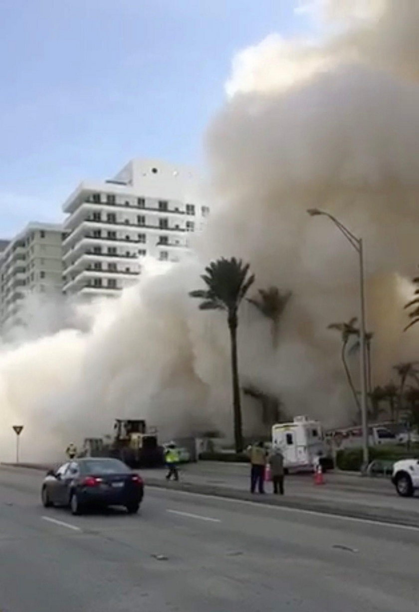 A building is seen collapsing in Miami