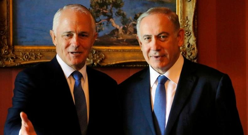 Australia's Prime Minister Malcolm Turnbull (left) invites his Israeli counterpart Benjamin Netanyahu for a bilateral meeting at Admiralty House in Sydney, on February 22, 2017