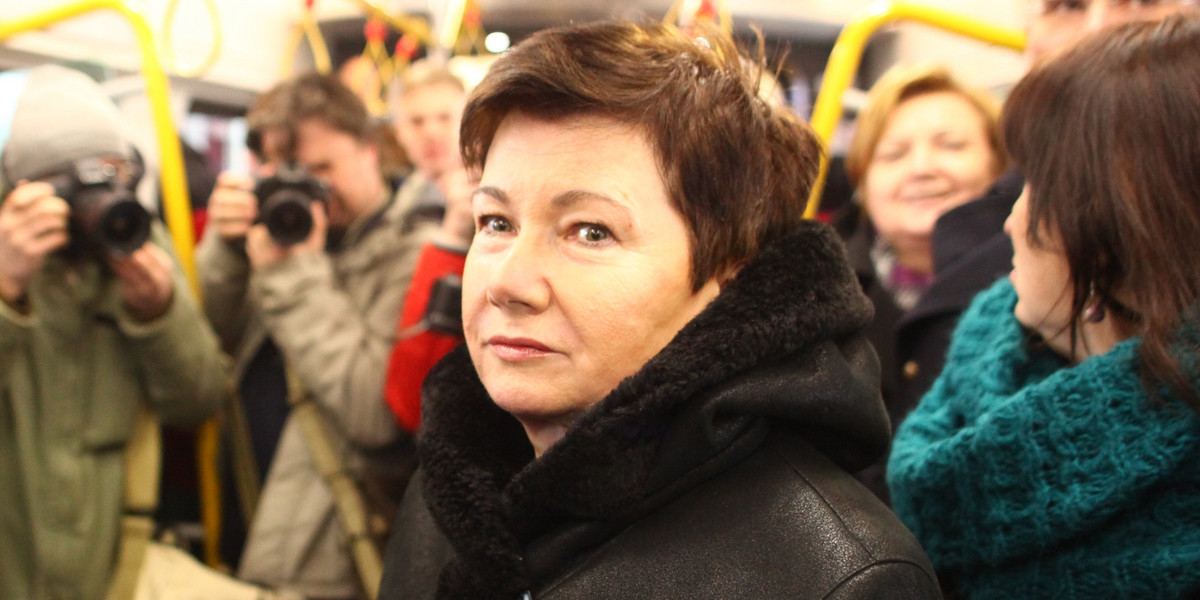 Hanna Gronkiewicz Waltz w nowym pociągu SKM