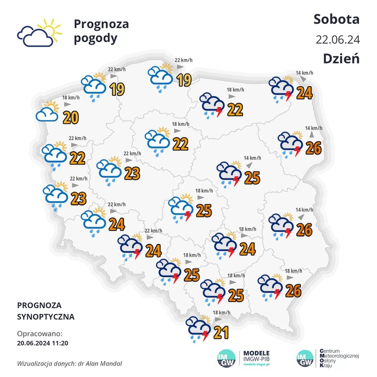 IMGW pogoda 21 22 23 czerwca 2024 prognoza pogody synoptyczna